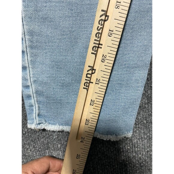 Indigo Blue Maternity Jeans Size Medium Straight Leg Distressed Light Blue - Picture 9 of 13